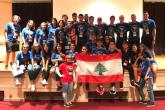 A group of YES students hold the Lebanese flag